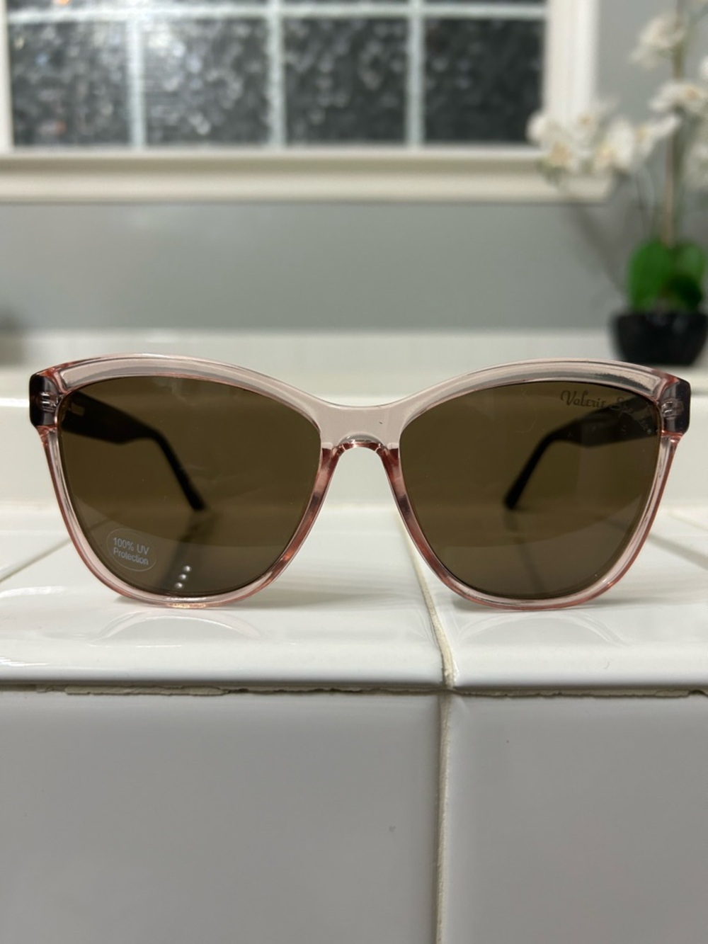 Valerie Spencer Pink Transparent Frame Sunglasses